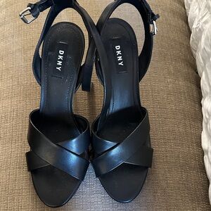 DKNY Elegant Black Cross-Strap Heels